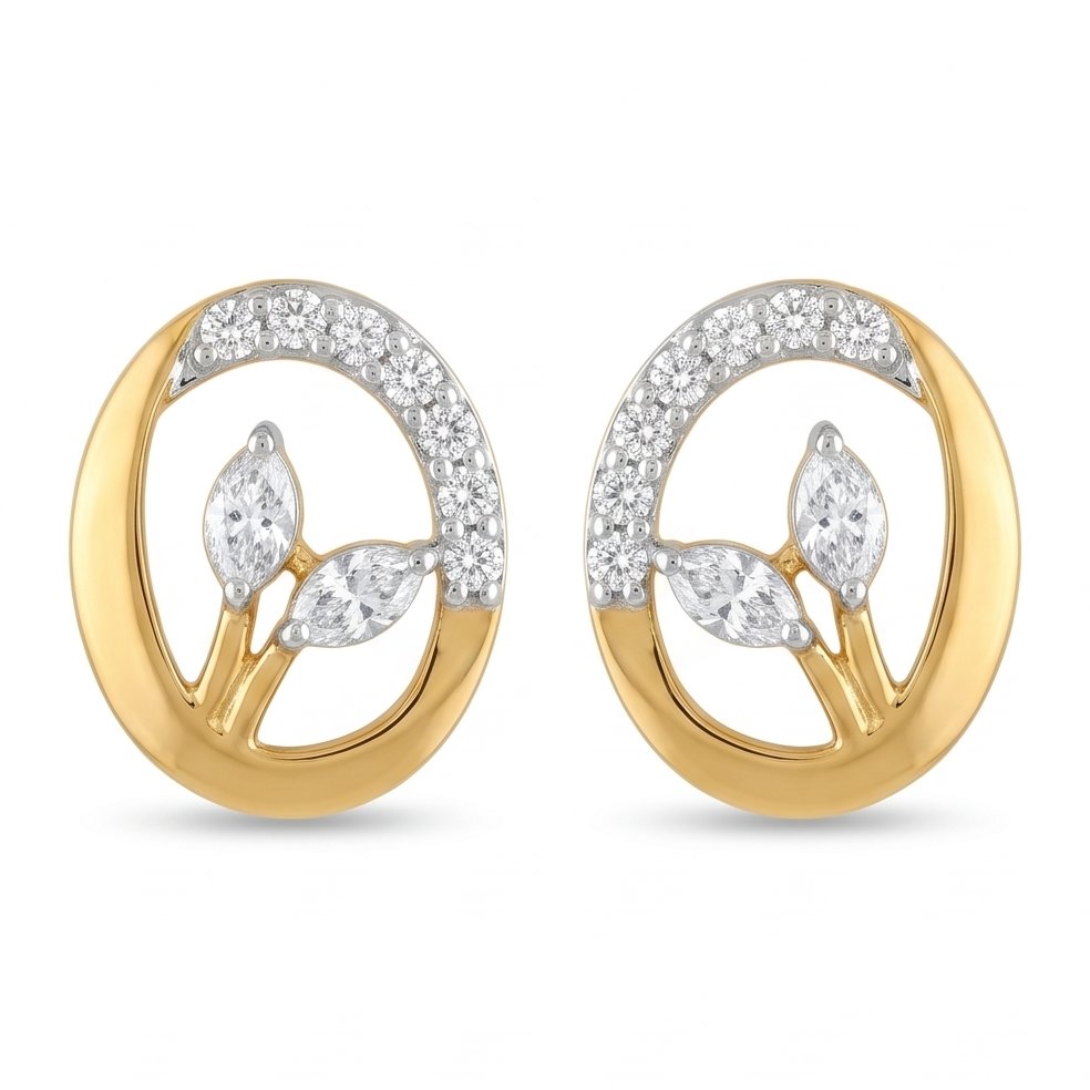 18KT Yellow Gold 0.18 Carat Diamond Earrings | Innocence Design E-22474