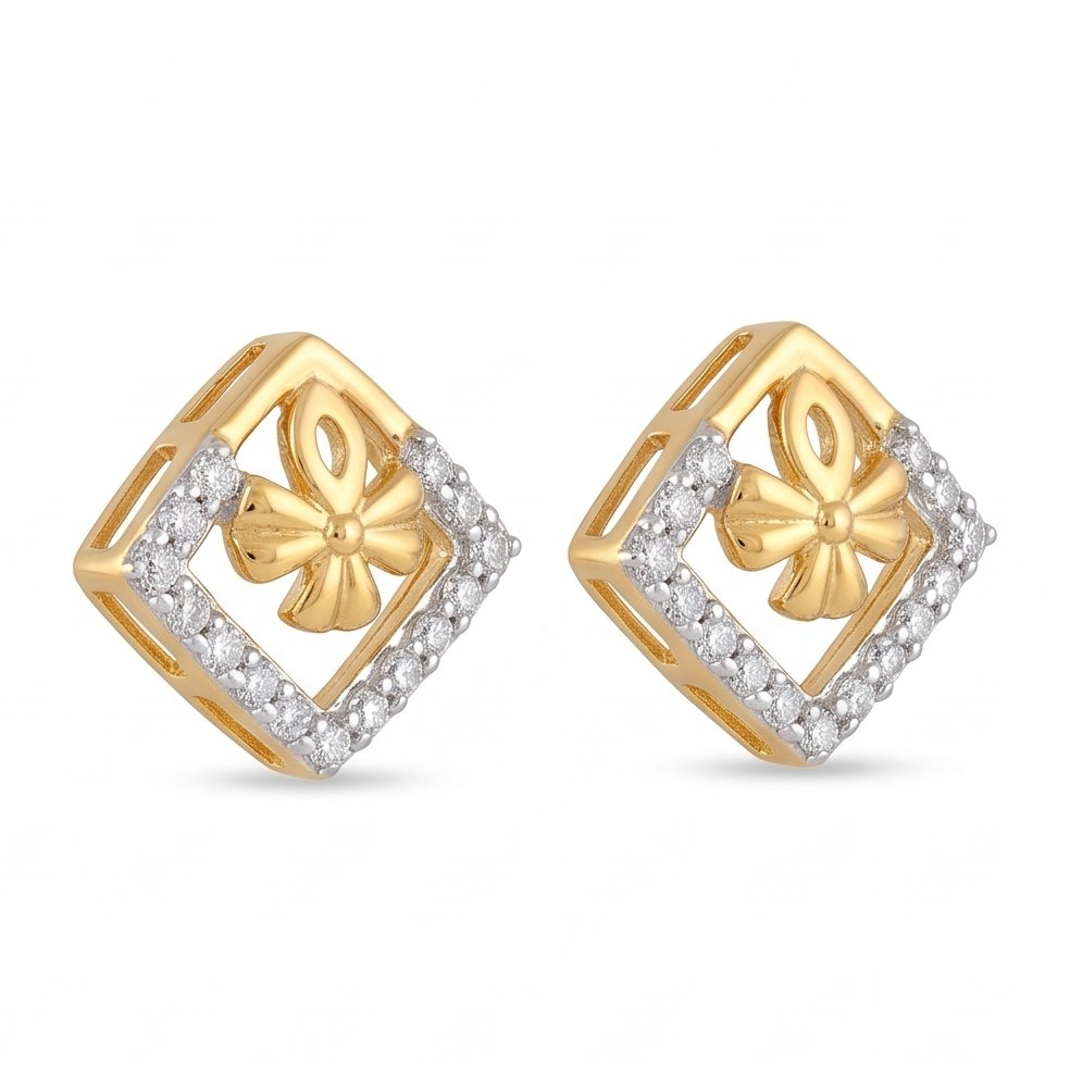 18KT Yellow Gold 0.24 Carat Diamond Earrings | Innocence Design E-22485