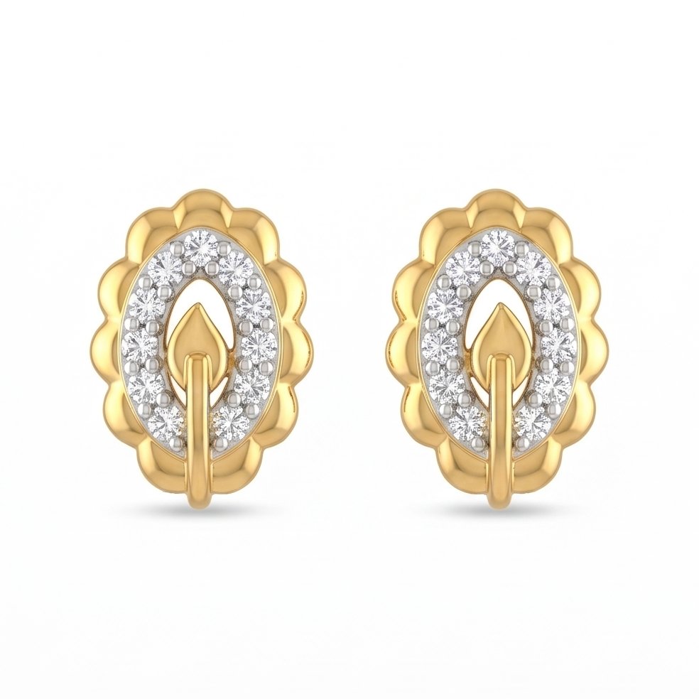 18KT Yellow Gold 0.18 Carat Diamond Earrings | Innocence Design E-22481
