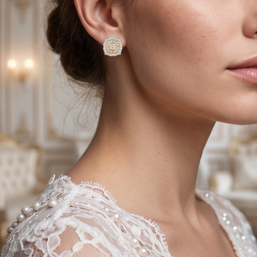 Vintage Diamond Cluster Studs