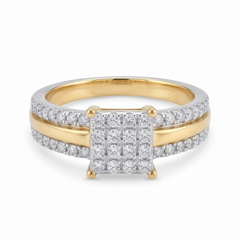 Square Cluster Diamond Ring