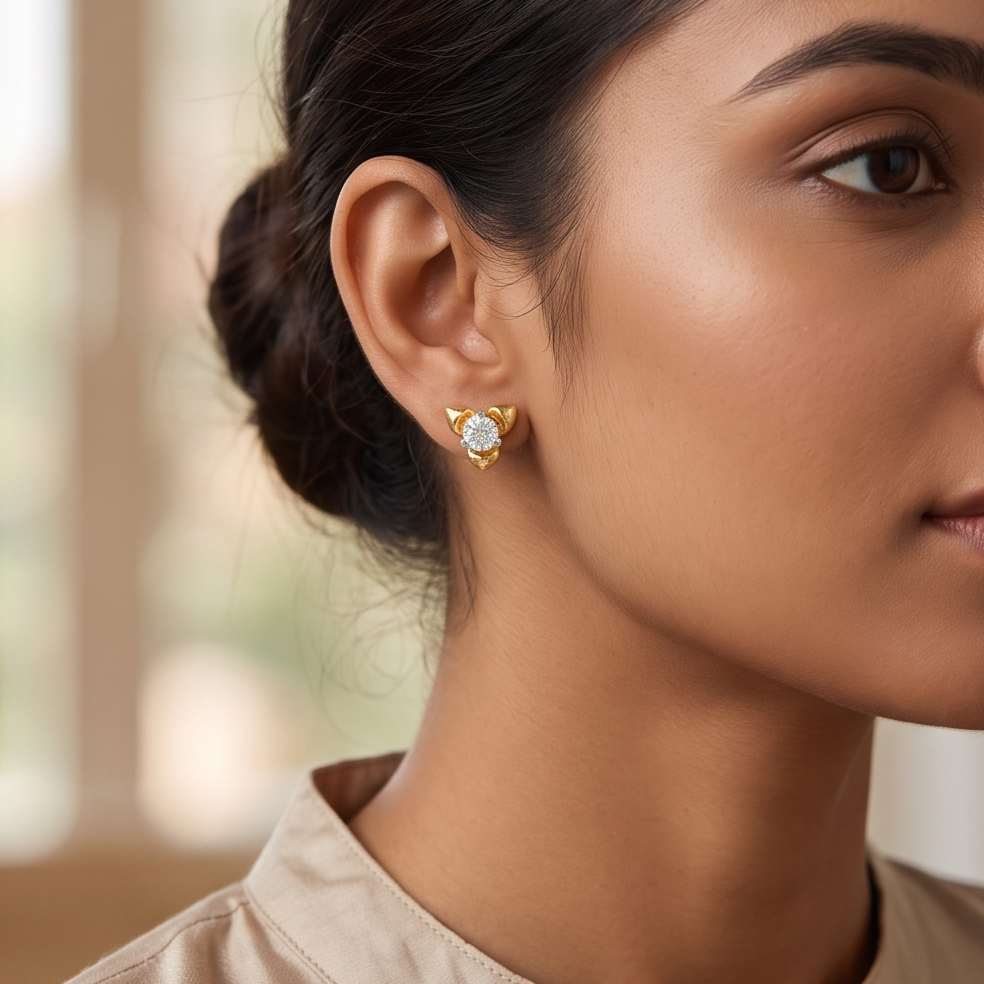 Petal Solitaire Diamond Studs
