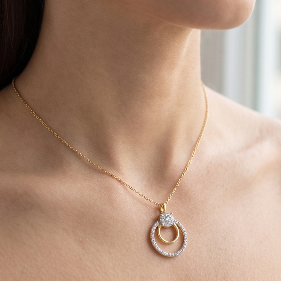 Dual-Ring Cluster Diamond Pendant