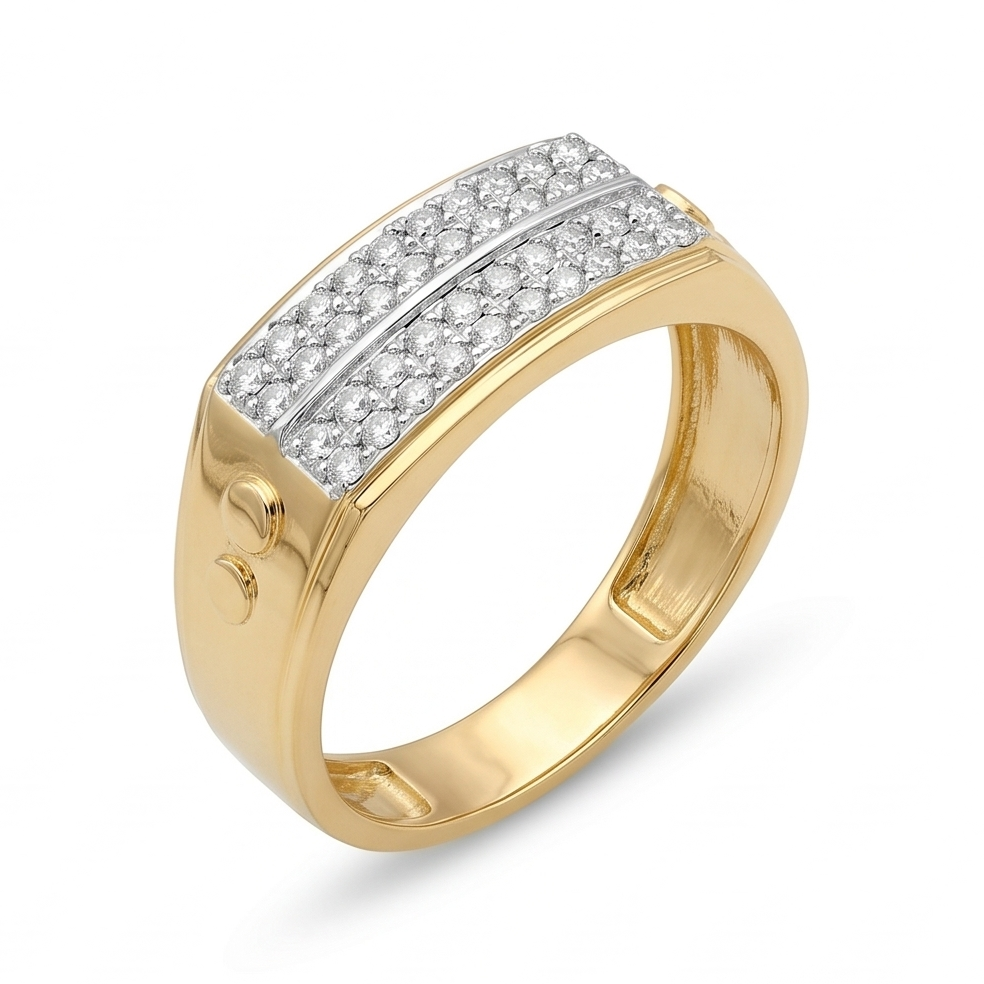 Dual-Channel Diamond Men's Ring