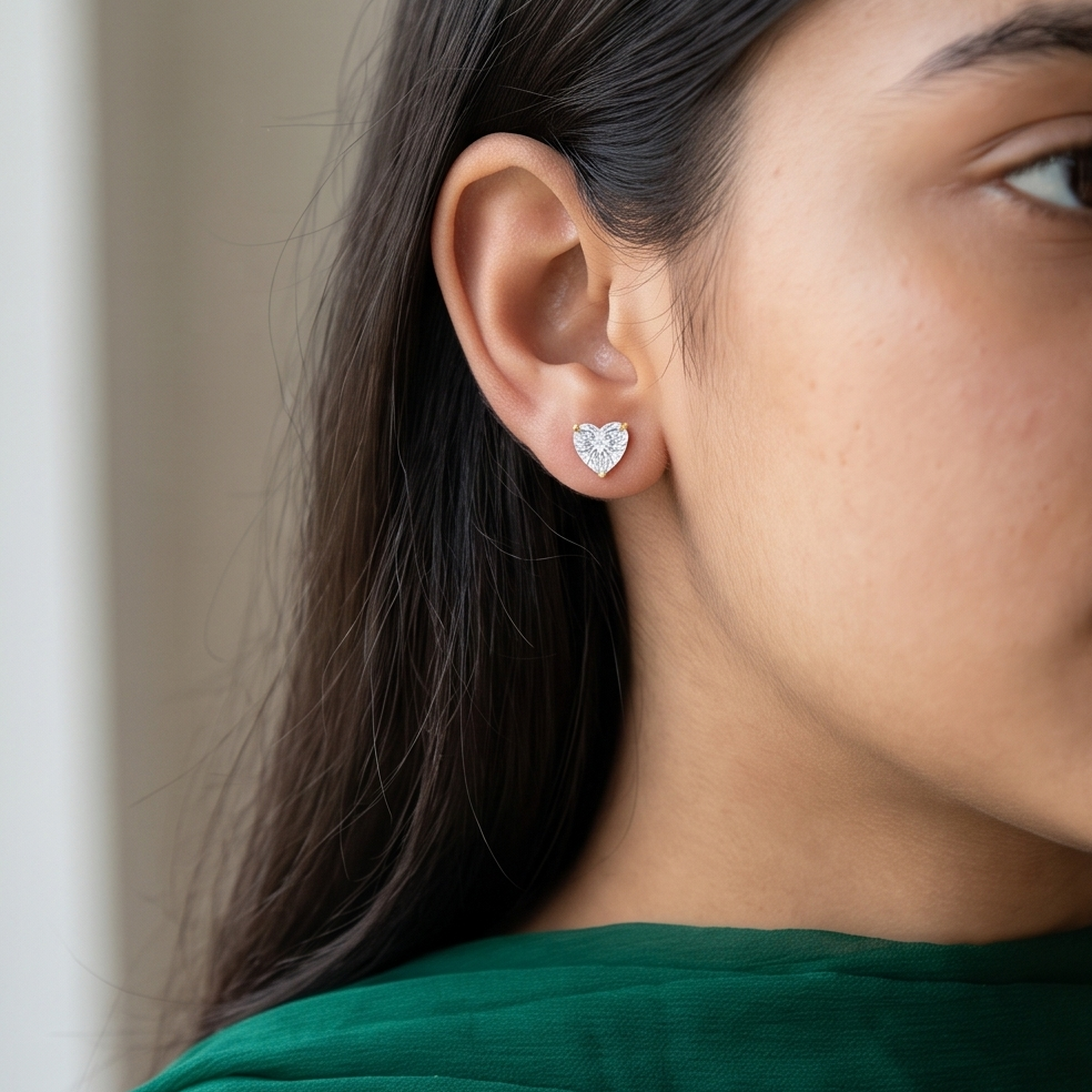 Heart-Cut Diamond Studs
