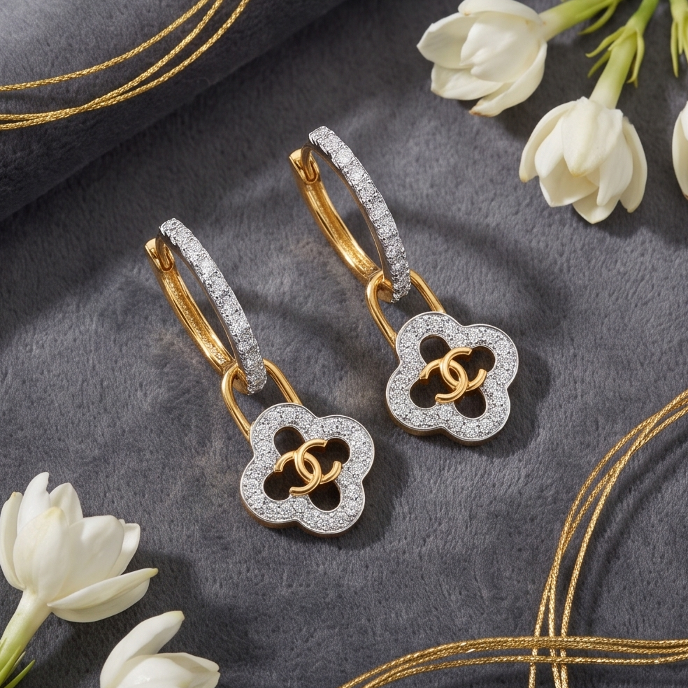 Key Diamond Drop Earrings