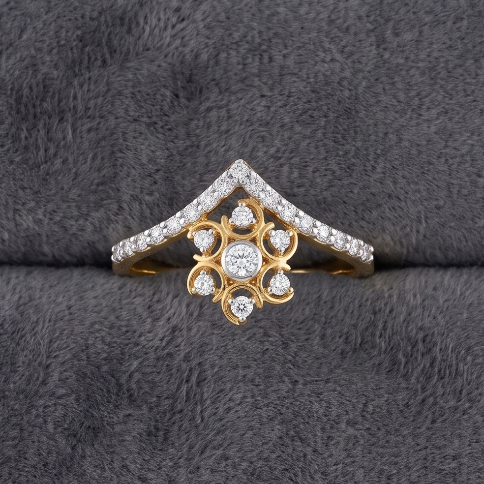 Petal V-Band Diamond Ring
