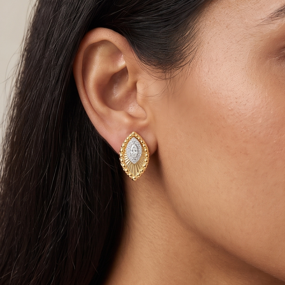 Marquise Diamond Stud Earring