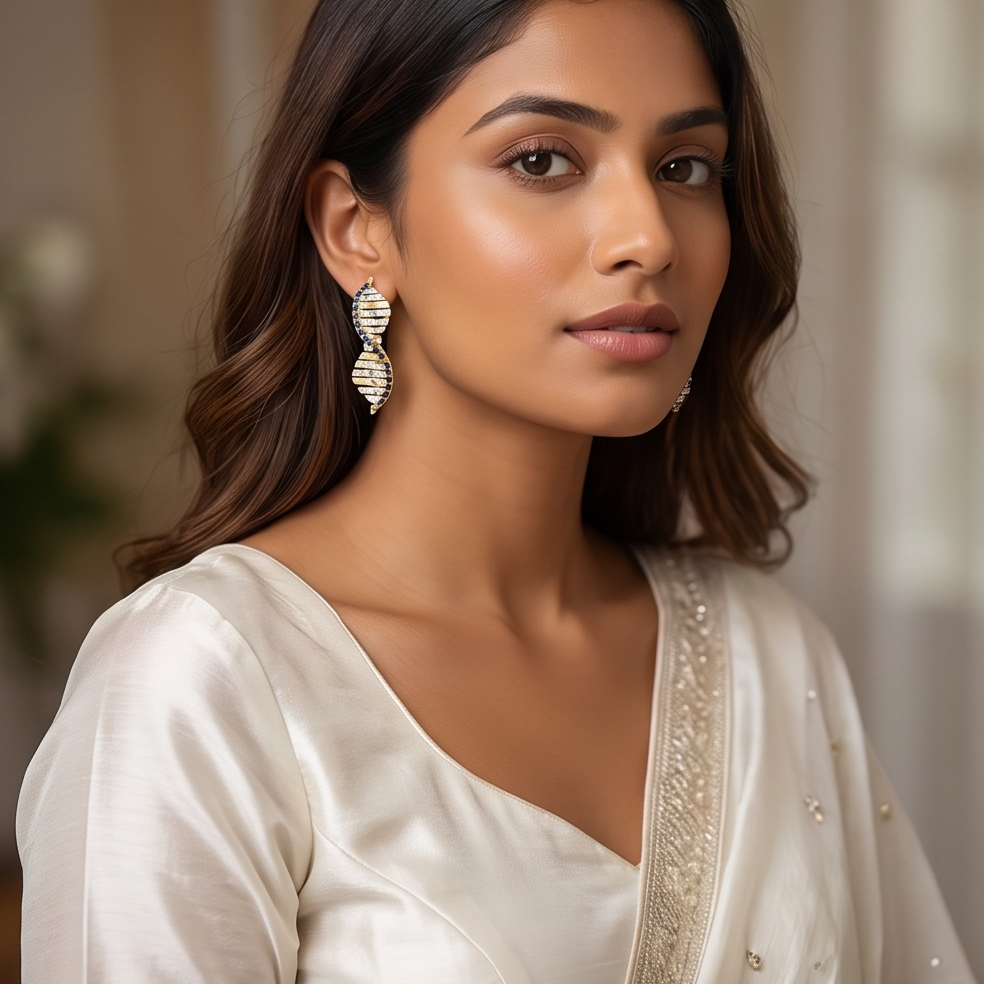 Diamond and Sapphire Statement Earring