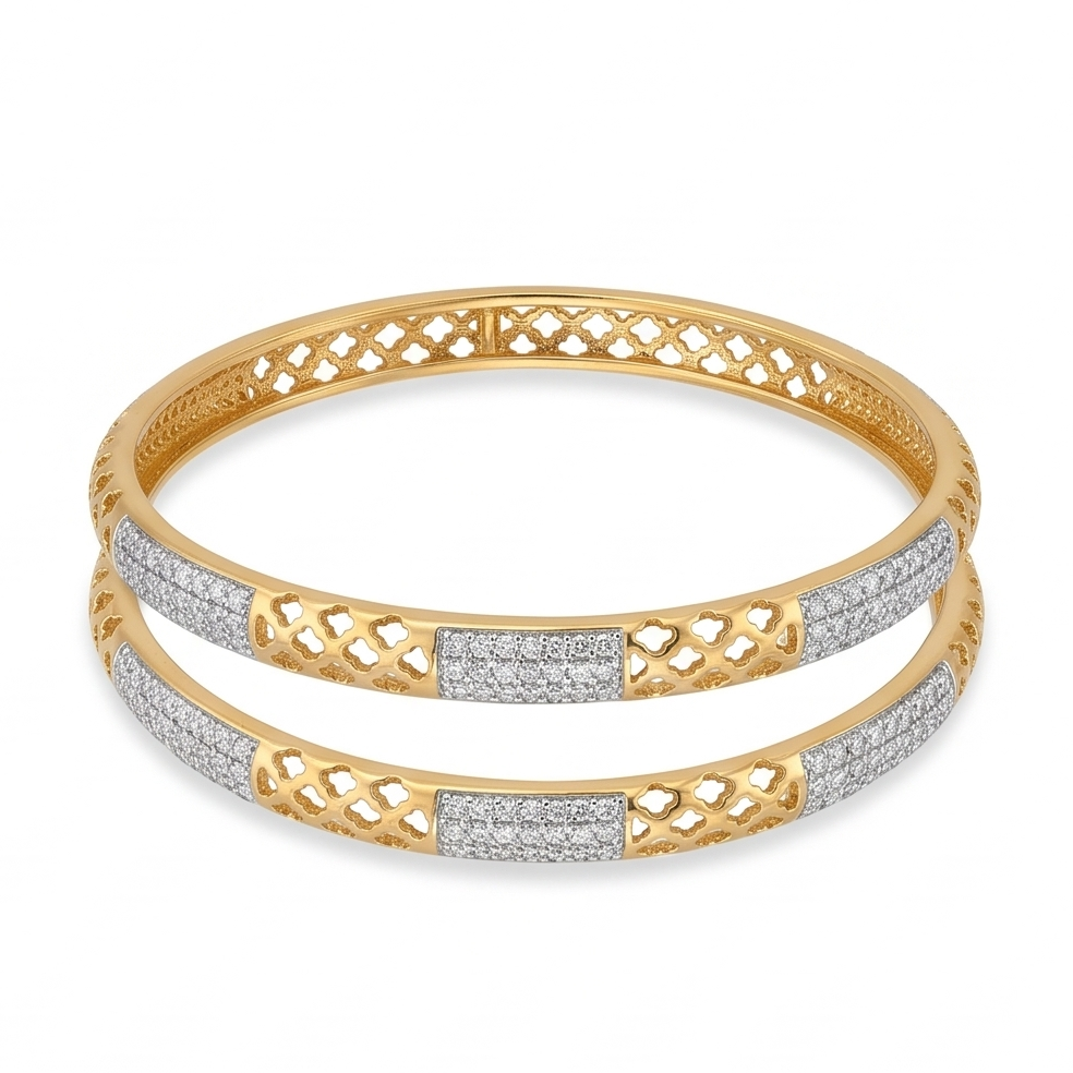 Diamond and Filigree Gold Bangles