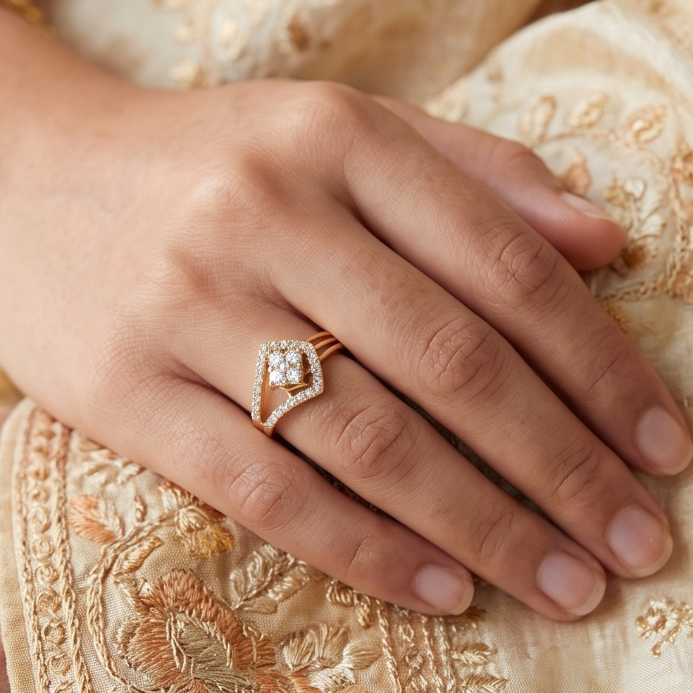 Geometric Cluster Diamond Ring