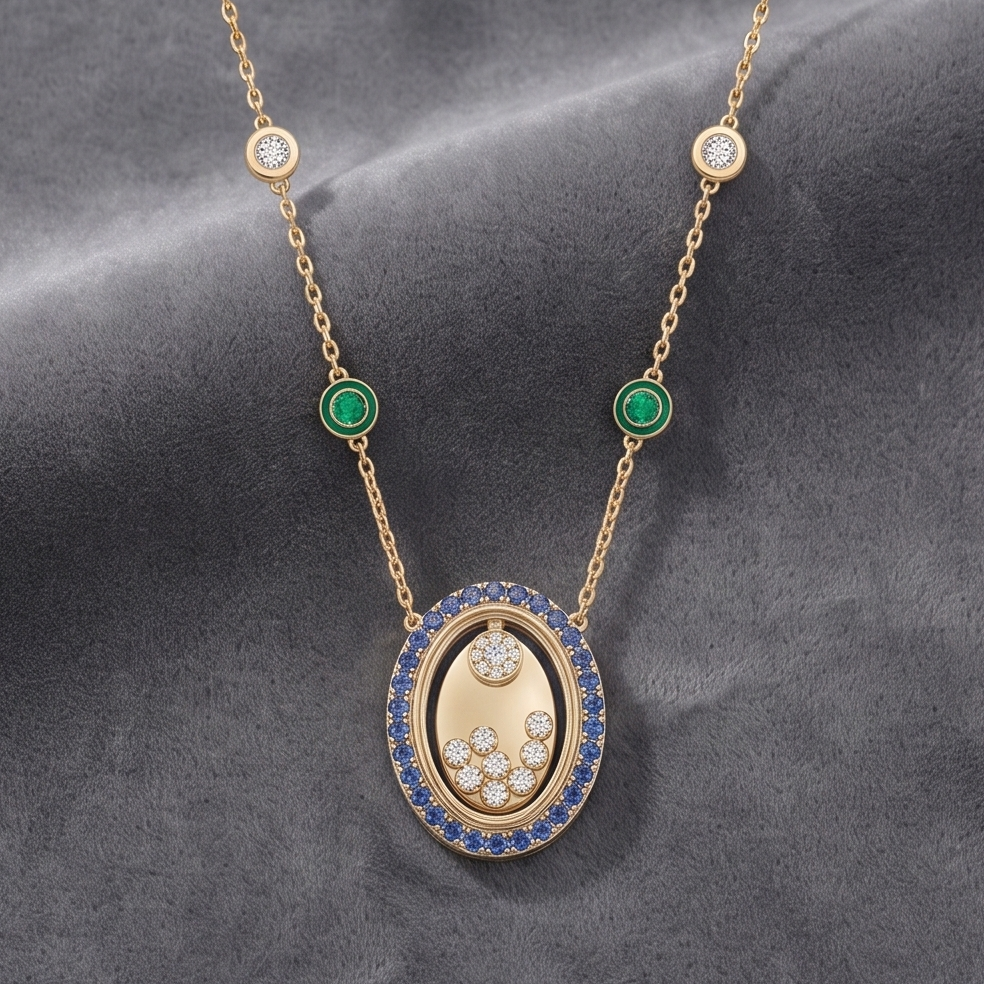 Multi-Gemstone Oval Necklace