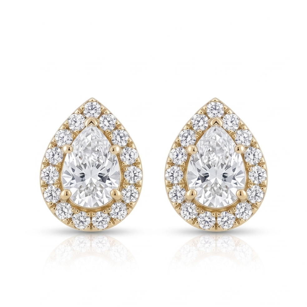 Pear-Cut Halo Earring