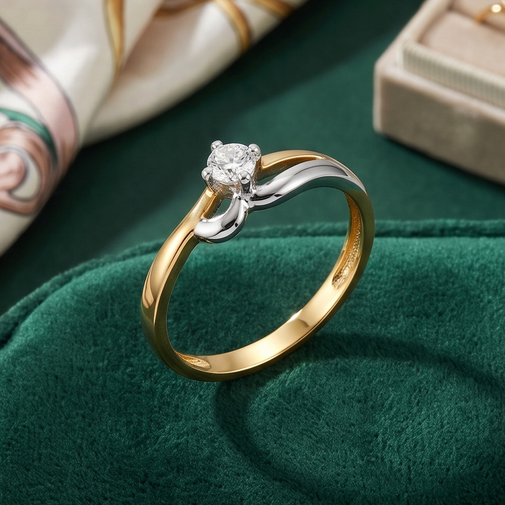 Two-Tone Solitaire Diamond Ring