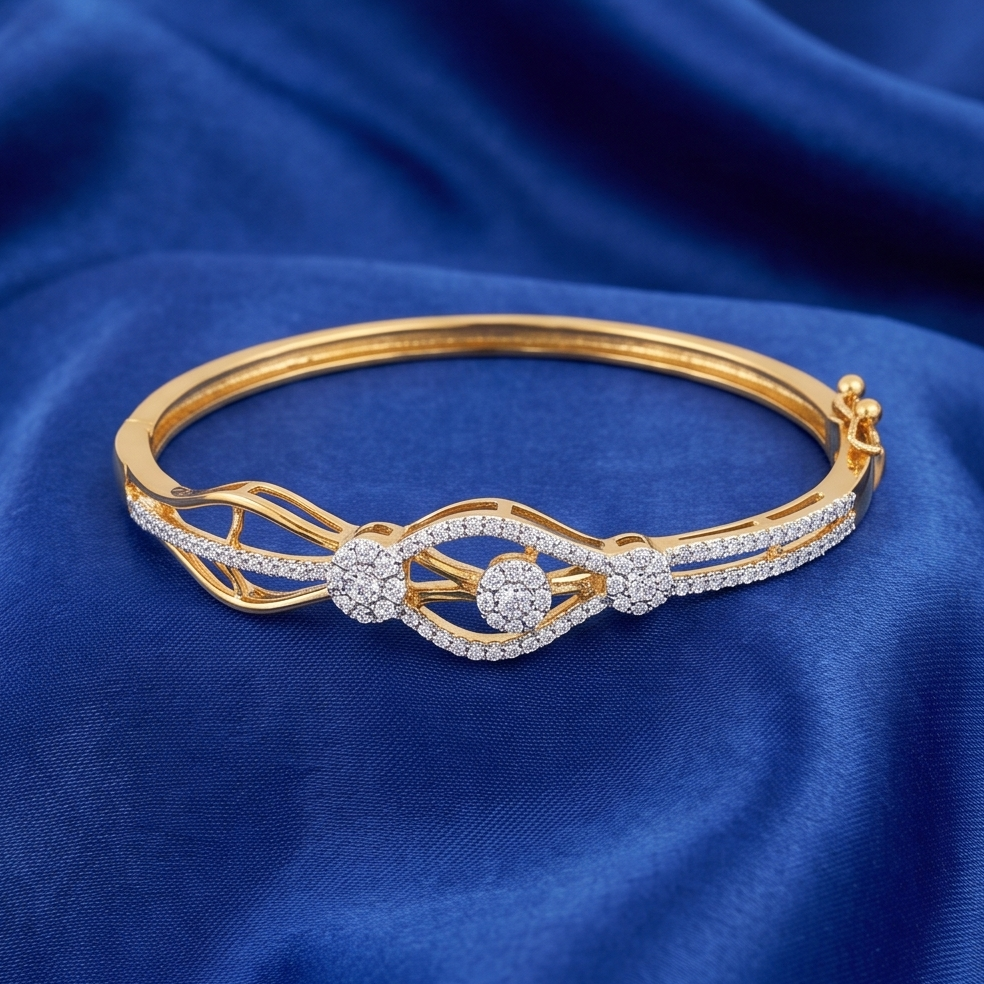 Radiant Diamond Floral Bangle