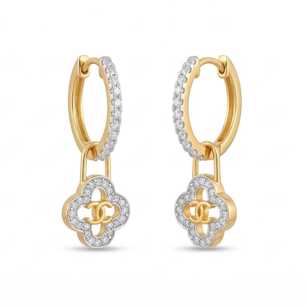 Key Diamond Drop Earrings