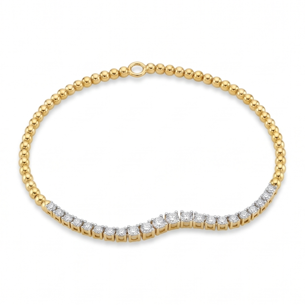 The Diamond and Beaded Gold Bracelet