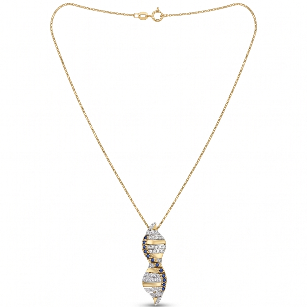 Sapphire and Diamond Spiral Necklace