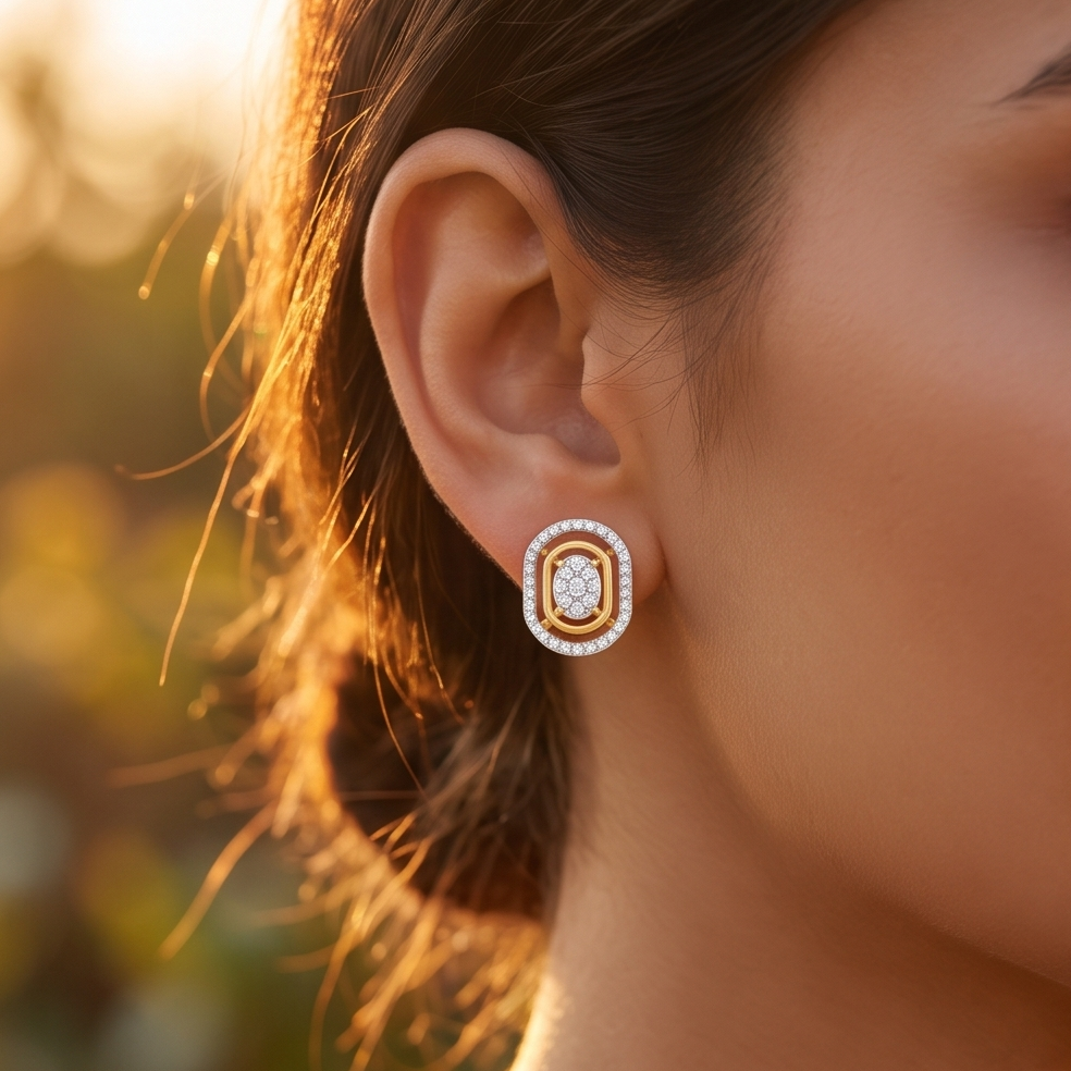 Oval Halo Cluster Diamond Studs