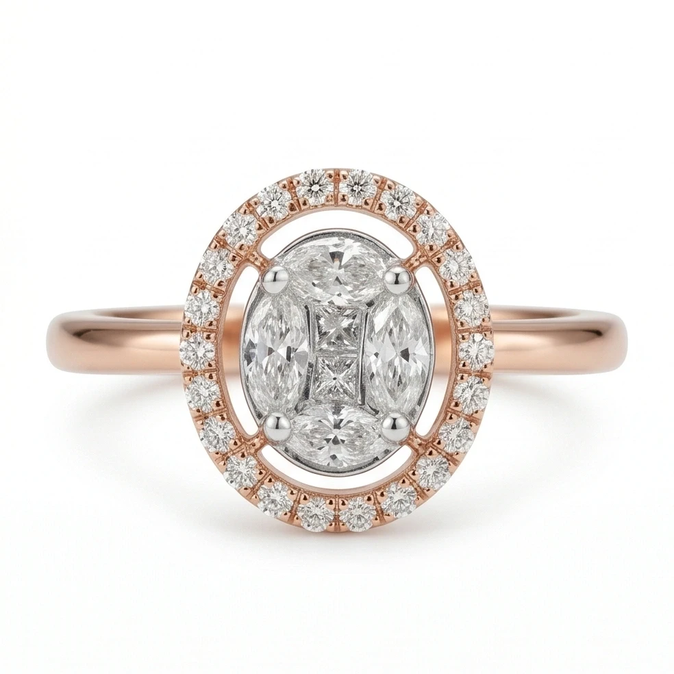 Auram Rose Gold Oval Halo Ring