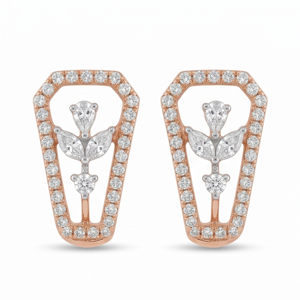 Rose Gold Botanical Frame Studs
