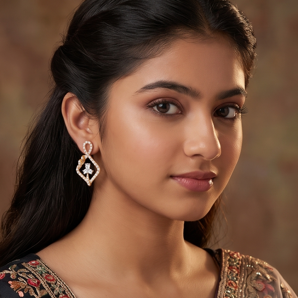 Modern Diamond Drop Earring