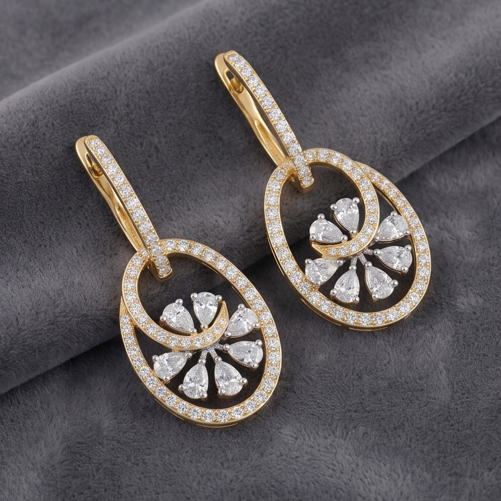 Petal Bloom Halo Drop Earring
