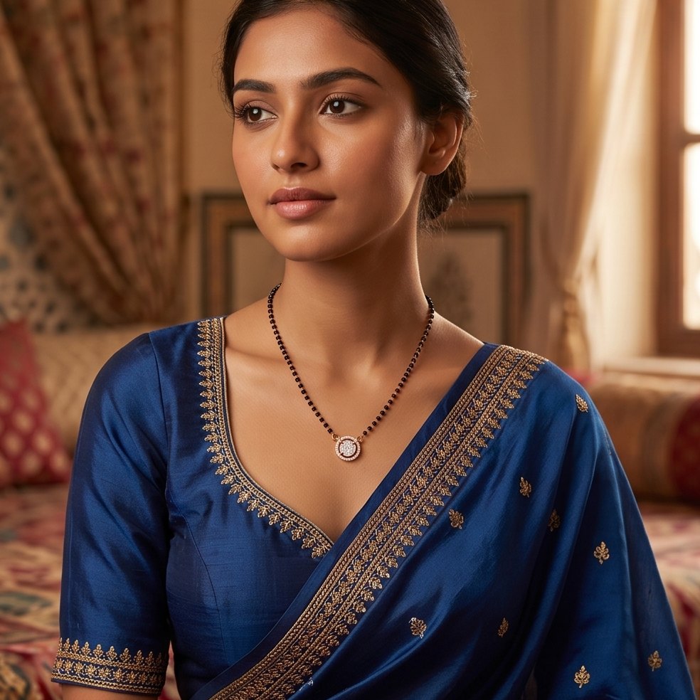 Diamond Halo Mangalsutra Necklace