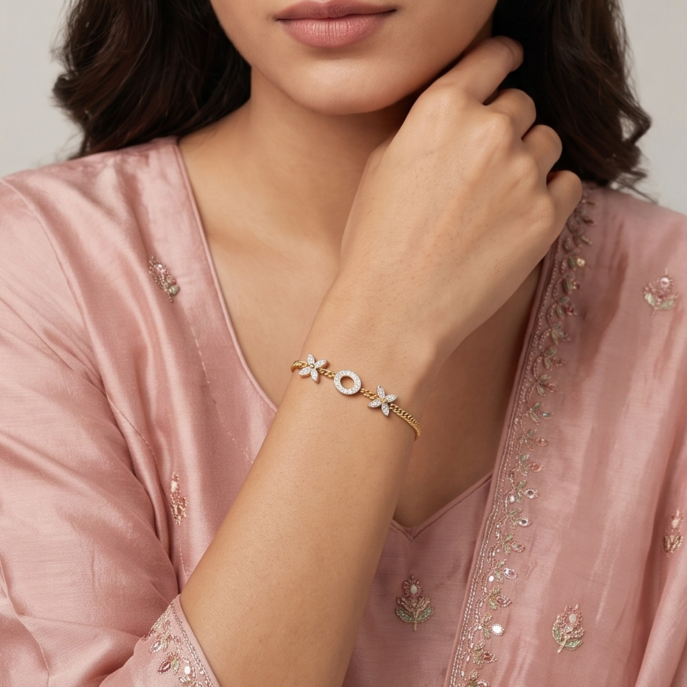 Diamond-Accented Circle Bracelet