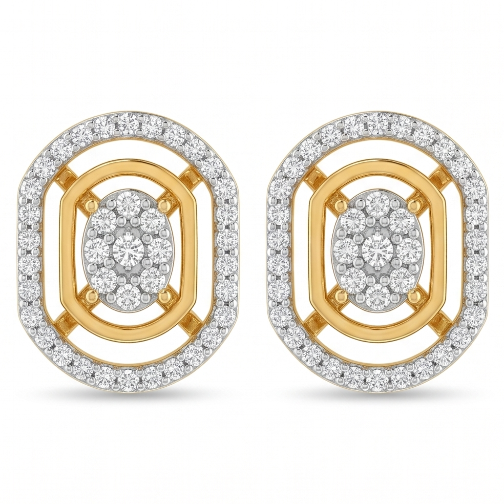 Oval Halo Cluster Diamond Studs