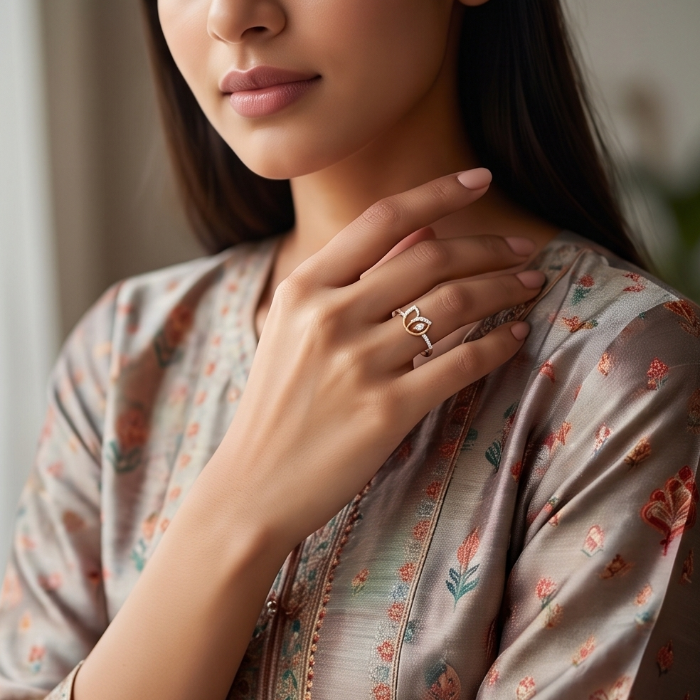 Floral Diamond Rose Gold Ring