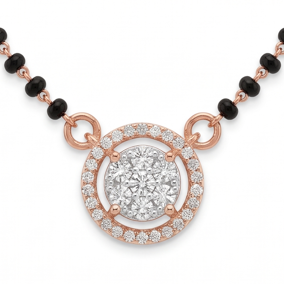 Diamond Halo Mangalsutra Necklace