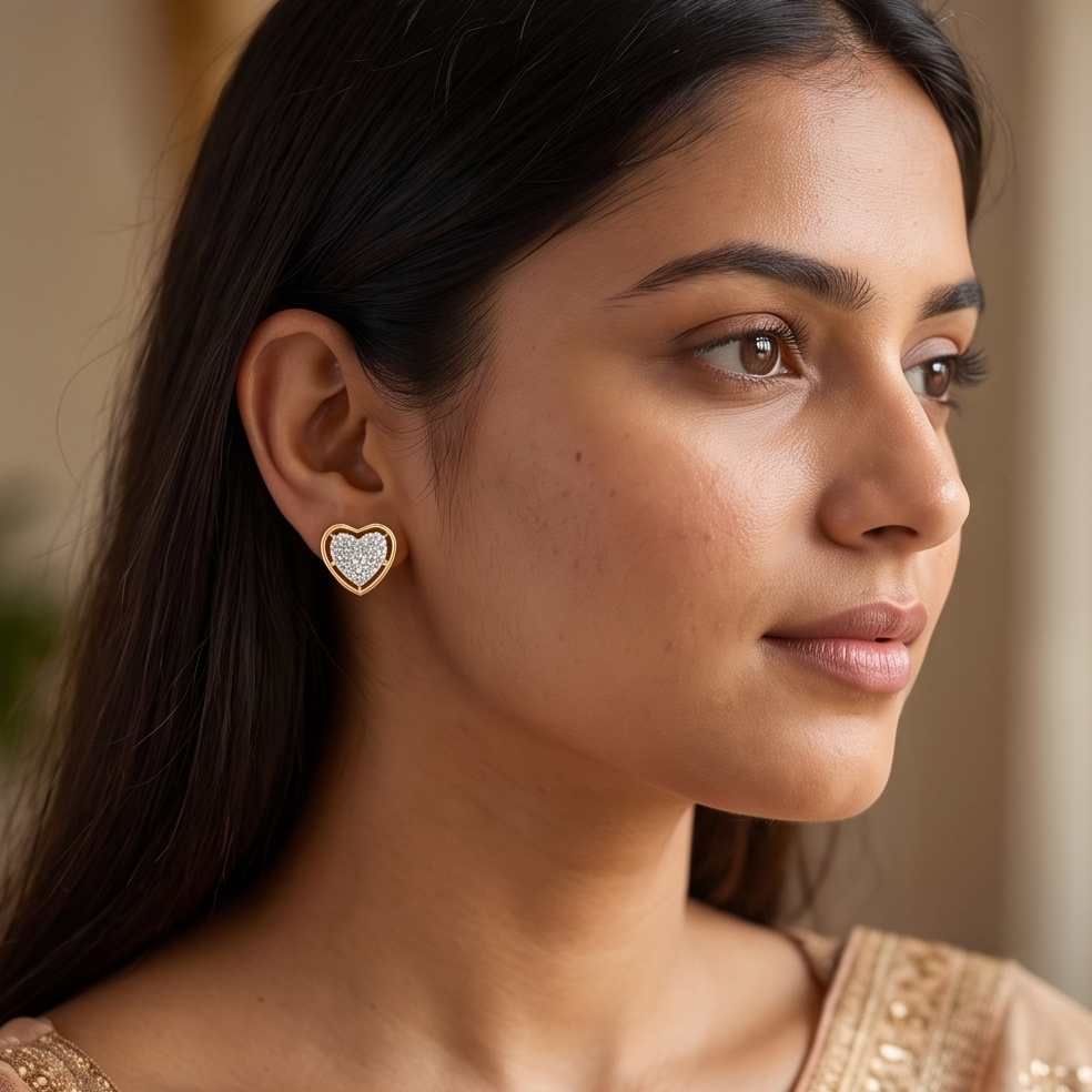 Heart Cluster Stud Earring