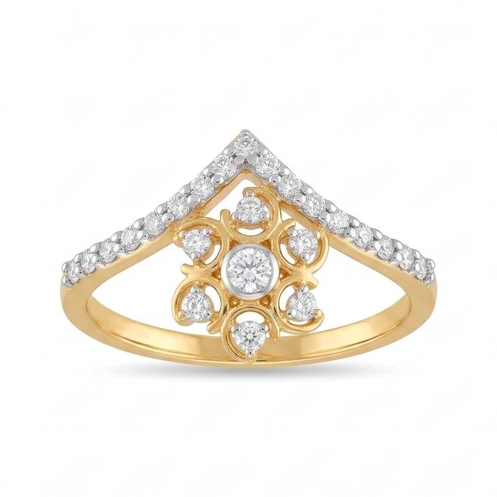 Petal V-Band Diamond Ring