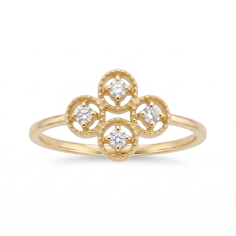 Quatrefoil Diamond Cluster Ring