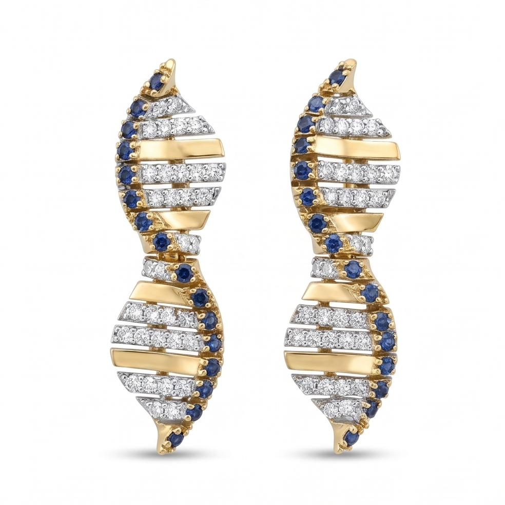 Diamond and Sapphire Statement Earring