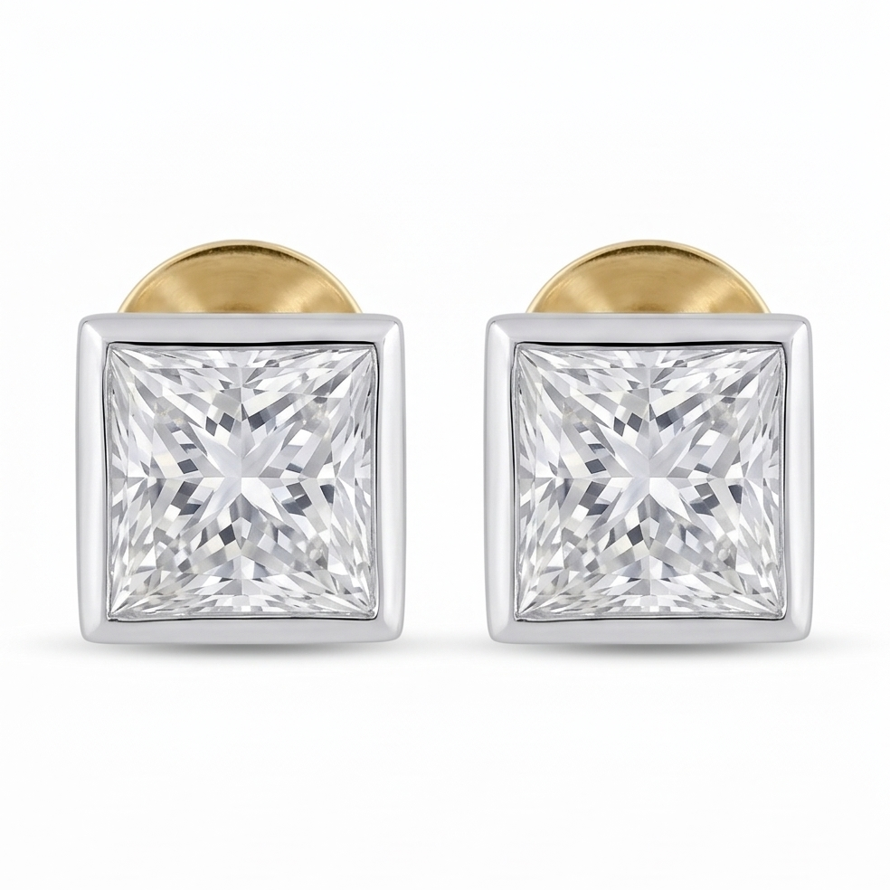 Princess-Cut Stud Earrings