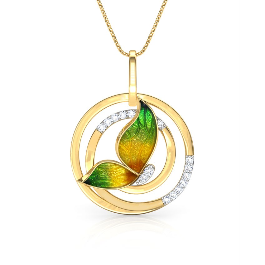 Swirl Green Butterfly Diamond Pendant