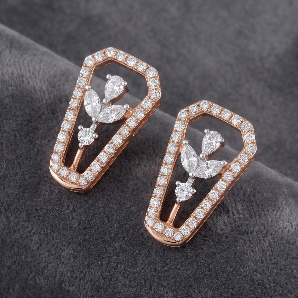 Rose Gold Botanical Frame Studs