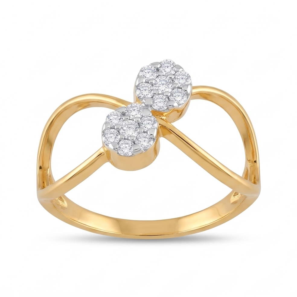 Dual Cluster Diamond Gold Ring