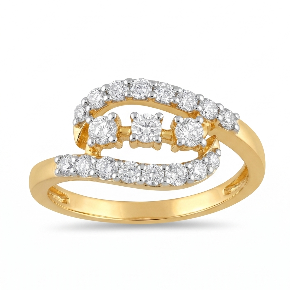 Triple Stone Swirl Diamond Ring