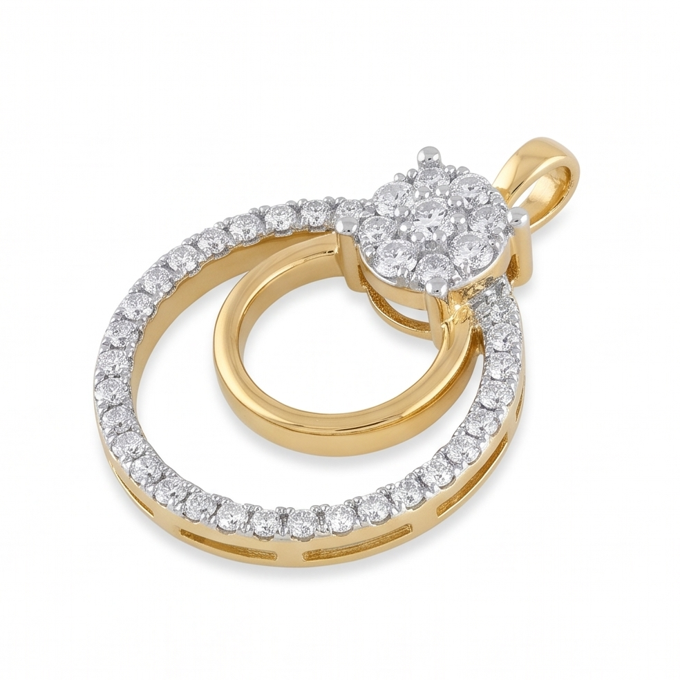 Dual-Ring Cluster Diamond Pendant
