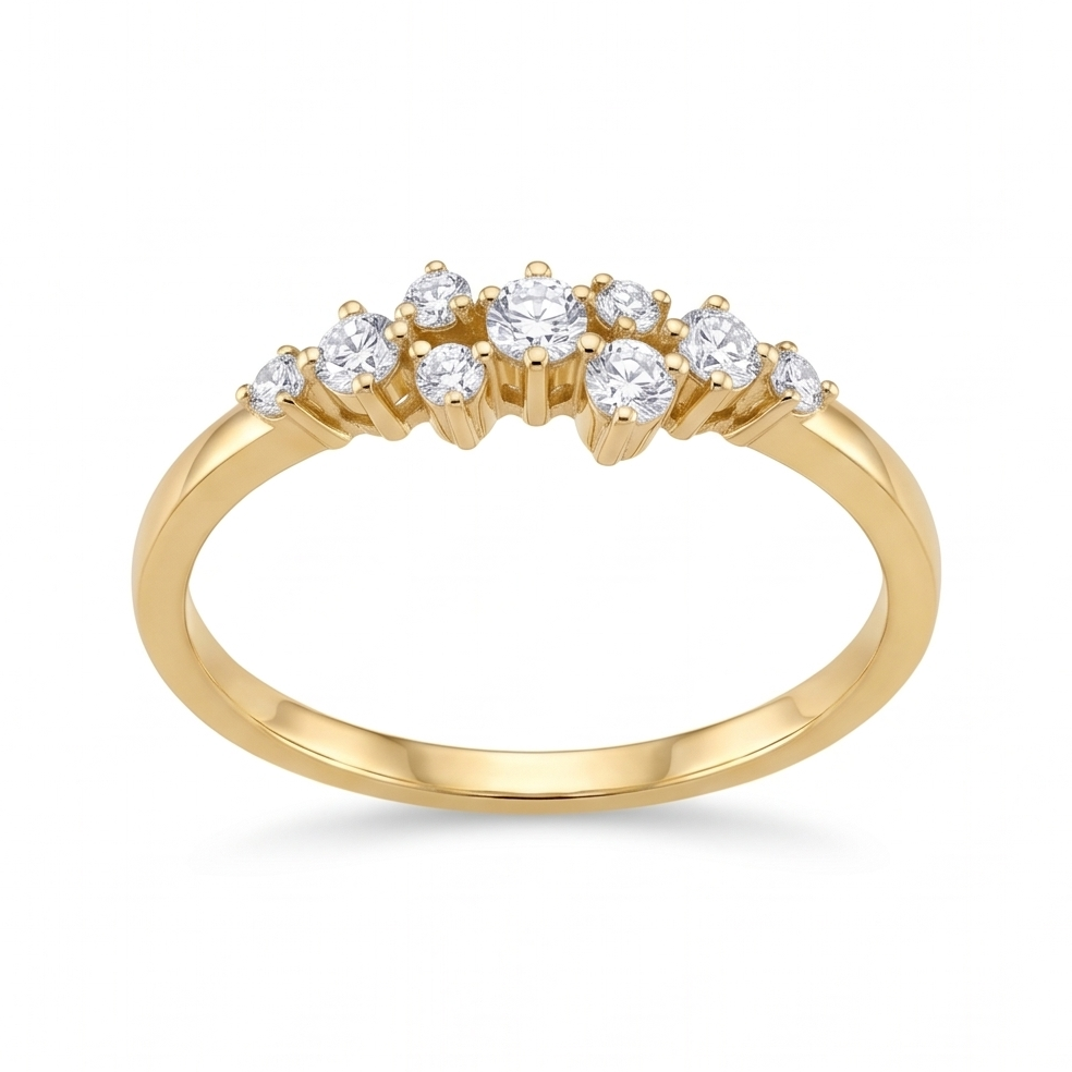 Cluster Diamond Gold Rin