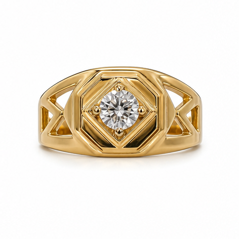 Geometric Solitaire Diamond Ring
