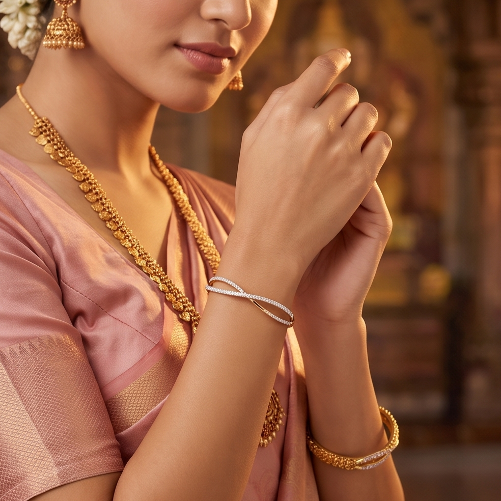 Crisscross Diamond Bangle Bracelet