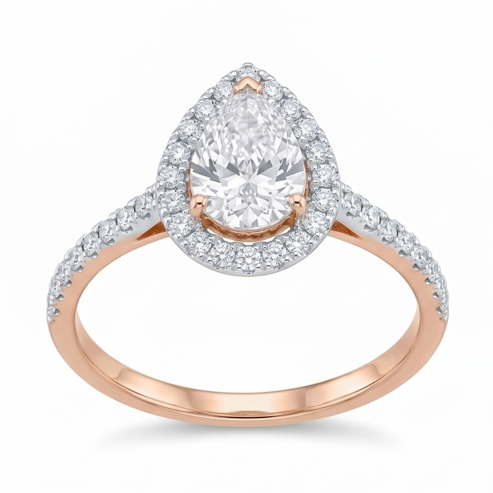 Pear Halo Engagement Ring