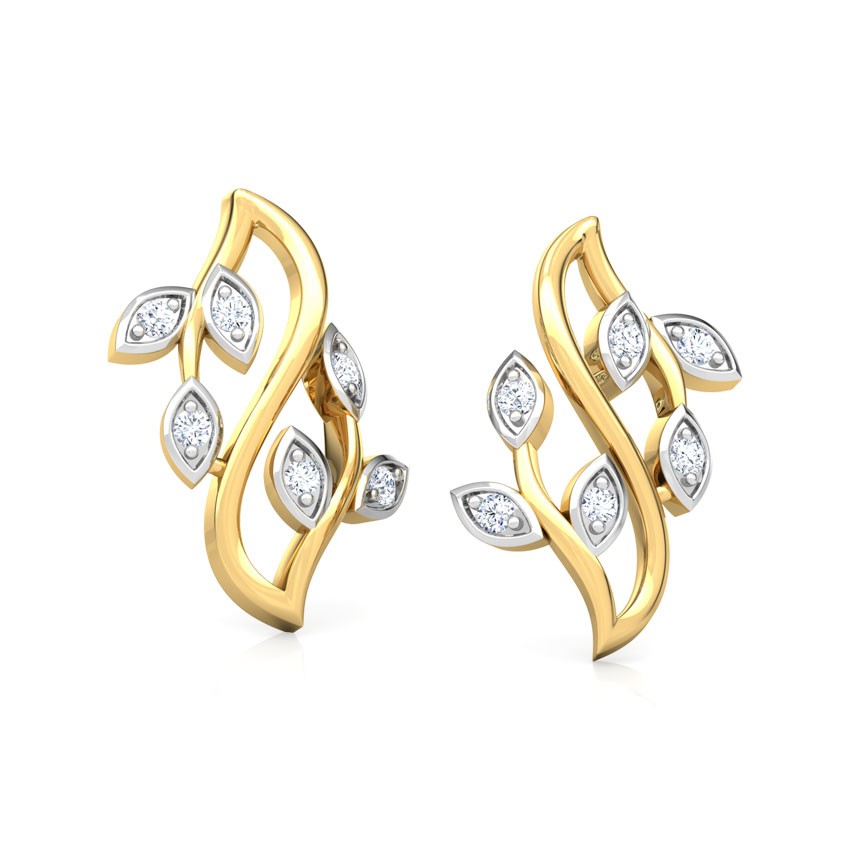 Shimmering Petals Diamond Stud Earrings