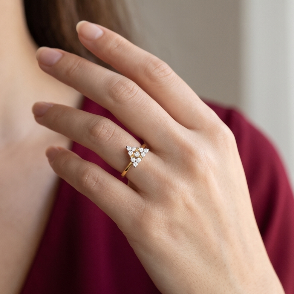 Triangle Cluster Diamond Ring