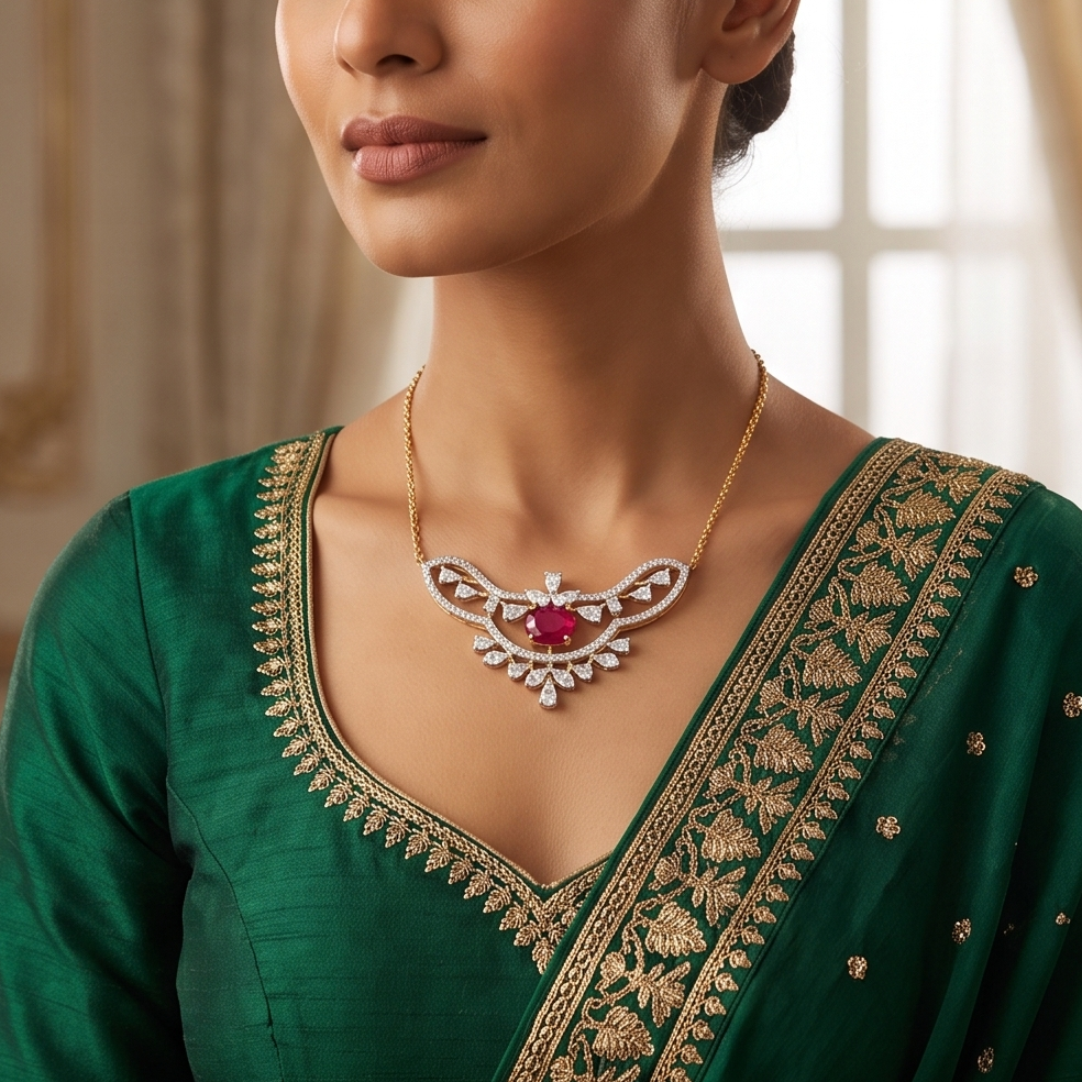 Ruby and Diamond Statement Necklace