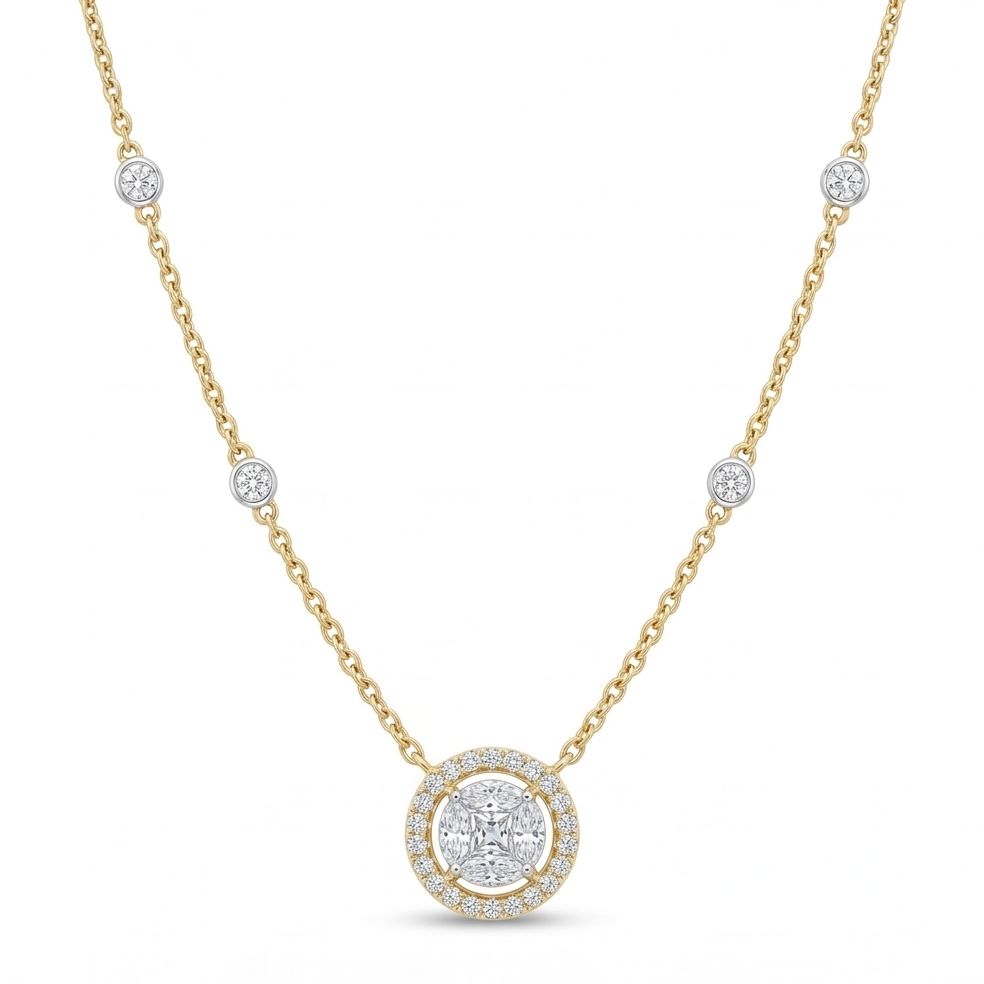 Celestial Halo Diamond Necklace